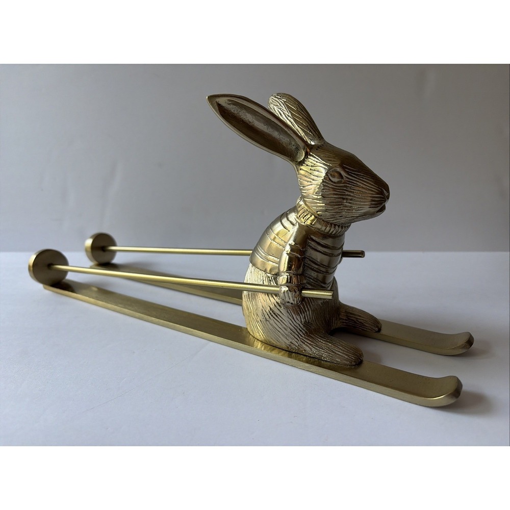 Vintage Anthropologie bunny skiing Rare bottle‎ holder metal unique rabbit